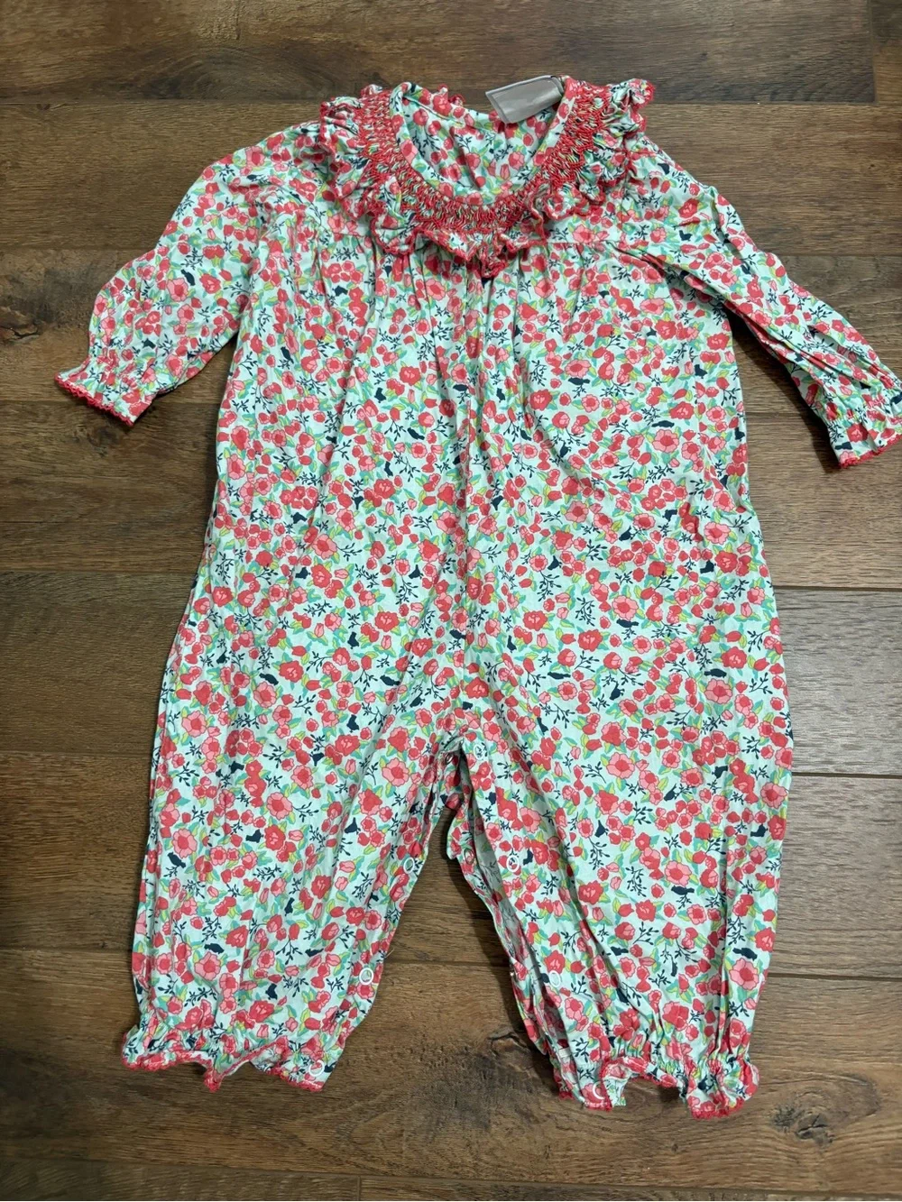 Castles & Crowns Floral Smocked Long Sleeve Romper 6-9M